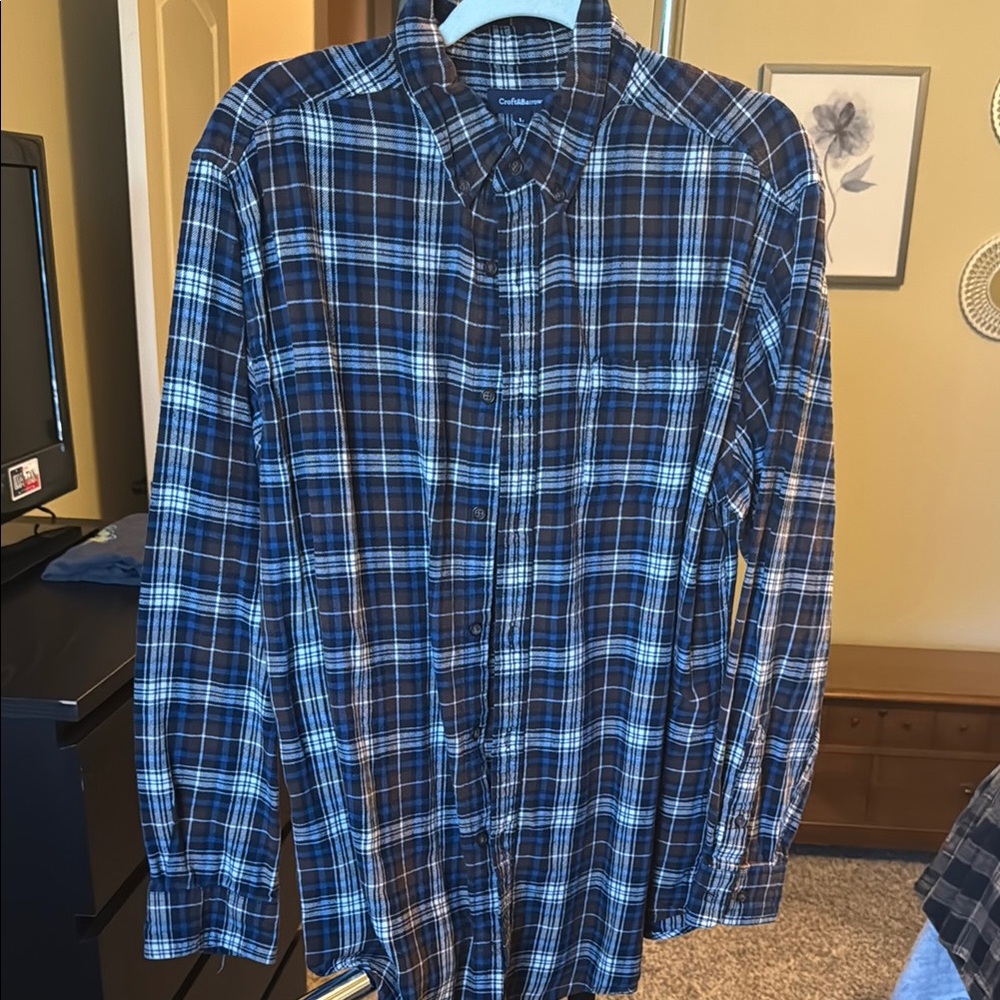 Croft and Barrow Blue and Brown Flannel